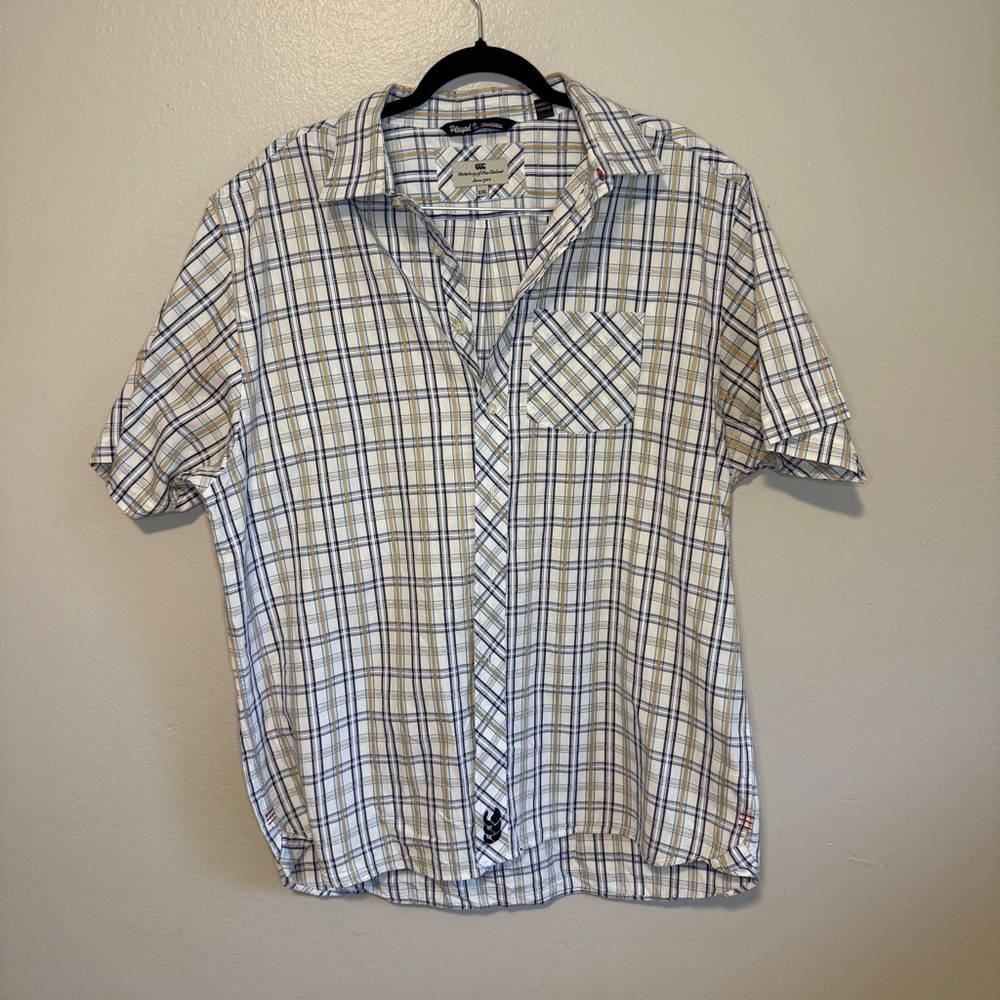 Canterbury of New Zealand Men’s Blue Yellow White Button Down Shirt Size XXL